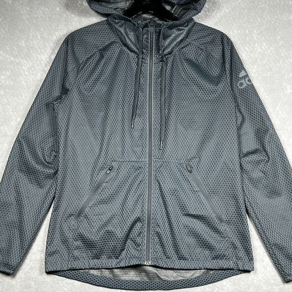 Adidas Climastorm Gray Ripstop Zip Storm-Fit Windbreaker Jacket Hooded Women’s S - Picture 2 of 13